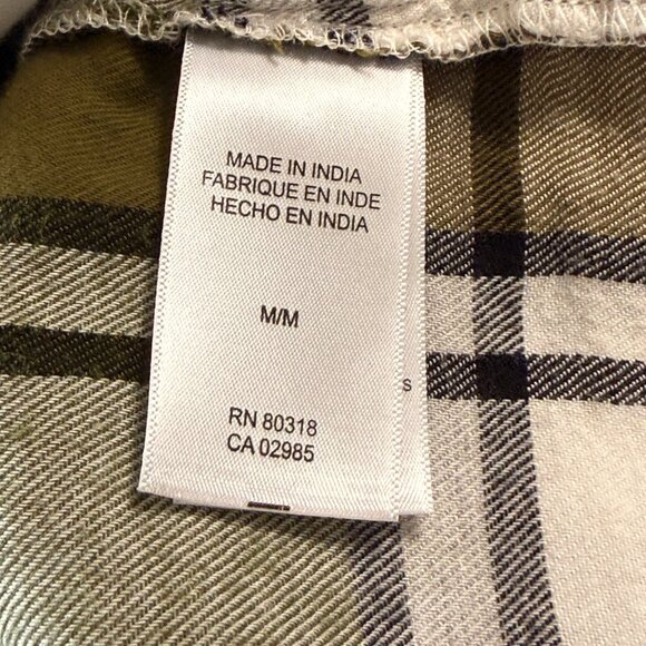 Lucky Brand Green & White Plaid Button-Up Shirt M Classic Fit Soft Flannel - Picture 7 of 9